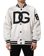 Dolce & Gabbana White DG Logo Polyester JerseyBomber Jacket