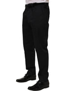Dolce & Gabbana Black Cotton Tapered Leg Dress Trouser Pants