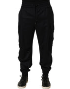 Dolce & Gabbana Black Mid Waist Cargo Jogger Sweatpants Pants