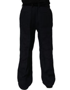 Dolce & Gabbana Black Linen Straight Leg Dress Trouser Pants