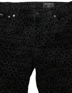 Dolce & Gabbana Black Logo Monogram Cotton Slim Denim Jeans