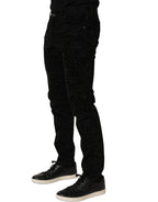 Dolce & Gabbana Black Logo Monogram Cotton Slim Denim Jeans