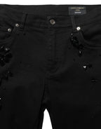 Dolce & Gabbana Black Embellished Cotton Skinny Denim Jeans