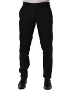Dolce & Gabbana Black Linen Skinny Leg Dress Trouser Pants