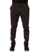 Dolce & Gabbana Brown Cotton Skinny Leg Dress Trouser Pants