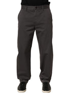 Dolce & Gabbana Dark Gray Cotton Straight Chino Trouser Pants