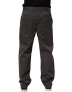 Dolce & Gabbana Dark Gray Cotton Straight Chino Trouser Pants