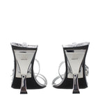 The Attico Gray Leather Stiletto Heel Sandals