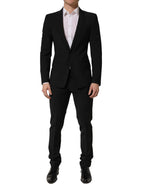Dolce & Gabbana Black Wool Slim Fit Formal 2 Piece Men Suit