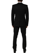 Dolce & Gabbana Black Wool Slim Fit Formal 3 Piece Men Suit