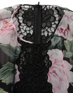 Dolce & Gabbana Black Floral Print Cotton Lace Maxi Dress