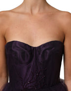 Dolce & Gabbana Purple Tiered Tulle Silk Long Gown Dress