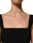 Dolce & Gabbana Black Viscose Stretch Sheath Midi Dress