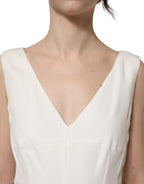 Dolce & Gabbana White Leopard Sleeveless Sheath Midi Dress