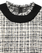 Dolce & Gabbana Multicolor Bouclé Tweed Frayed Trim Midi Dress