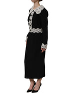 Dolce & Gabbana Black Lace Detailing Long Sleeves Midi Dress