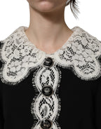 Dolce & Gabbana Black Lace Detailing Long Sleeves Midi Dress