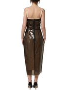 Dolce & Gabbana Brown Transparent Vinyl Sheath Midi Dress
