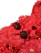 Dolce & Gabbana Red Embellished Mermaid Long Gown Dress