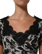Dolce & Gabbana Black Silk Floral Lace Ricamo Ball Maxi Dress