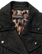 Dolce & Gabbana Black Floral Brocade Biker Blouson Jacket