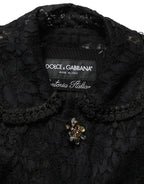 Dolce & Gabbana Black Embellished Guipure Lace Coat Jacket