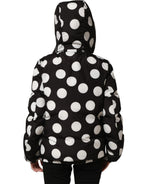 Dolce & Gabbana Black White Polka Dot Hooded Blouson Jacket