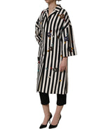 Dolce & Gabbana Black White Striped Embellished Coat Jacket