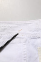 Dolce & Gabbana White Distressed Cotton Denim Mini Skirt
