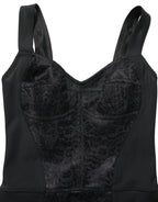 Dolce & Gabbana Black Floral Lace Corset Bodycon Bodysuit