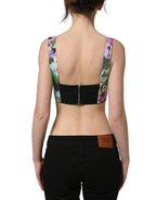 Dolce & Gabbana Multicolor Floral Cropped Bustier Tank Top