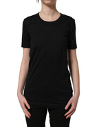 Dolce & Gabbana Black Cotton Short Sleeves Crew Neck T-shirt