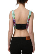 Dolce & Gabbana Multicolor Floral Cropped Bustier Tank Top