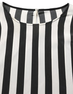 Dolce & Gabbana Black White Stripes Round Neck Blouse Top