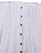 Dolce & Gabbana White Brown Cotton Sleeveless Corset Top