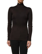 Dolce & Gabbana Brown Turtleneck Long Sleeves Blouse Top