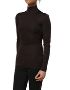 Dolce & Gabbana Brown Turtleneck Long Sleeves Blouse Top