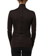Dolce & Gabbana Brown Turtleneck Long Sleeves Blouse Top