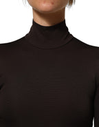 Dolce & Gabbana Brown Turtleneck Long Sleeves Blouse Top