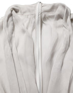 Dolce & Gabbana Gray Sheer Silk Chiffon Shirt Bow Collar Top