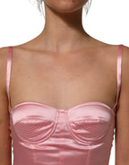 Dolce & Gabbana Pink Silk Satin Padded Bra Corset Style Top