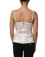 Dolce & Gabbana White Silk Satin Padded Bra Corset Style Top