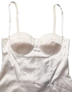 Dolce & Gabbana White Silk Satin Padded Bra Corset Style Top