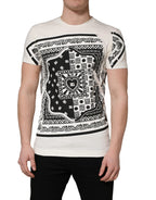 Dolce & Gabbana White Cotton Logo Bandana Print Men T-shirt