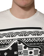 Dolce & Gabbana White Cotton Logo Bandana Print Men T-shirt