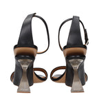 Off-White Black Leather Stiletto Heel Sandals