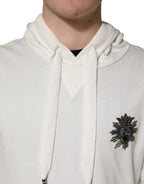 Dolce & Gabbana White Cotton Hooded Sweatshirt Sweater