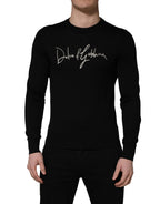 Dolce & Gabbana Black embroidered Logo Crew Neck Pullover Sweater