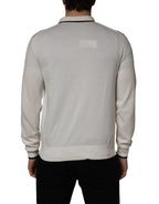 Dolce & Gabbana White Cotton Blend Men Polo Pullover Sweater