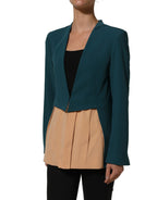 CO|TE Dark Green Beige Polyester Overcoat Women Blazer Jacket